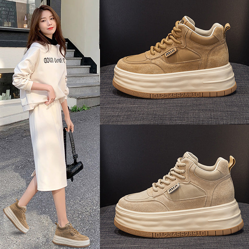 Women's Platform White Spring Comfortable Small Height Casual Shoes