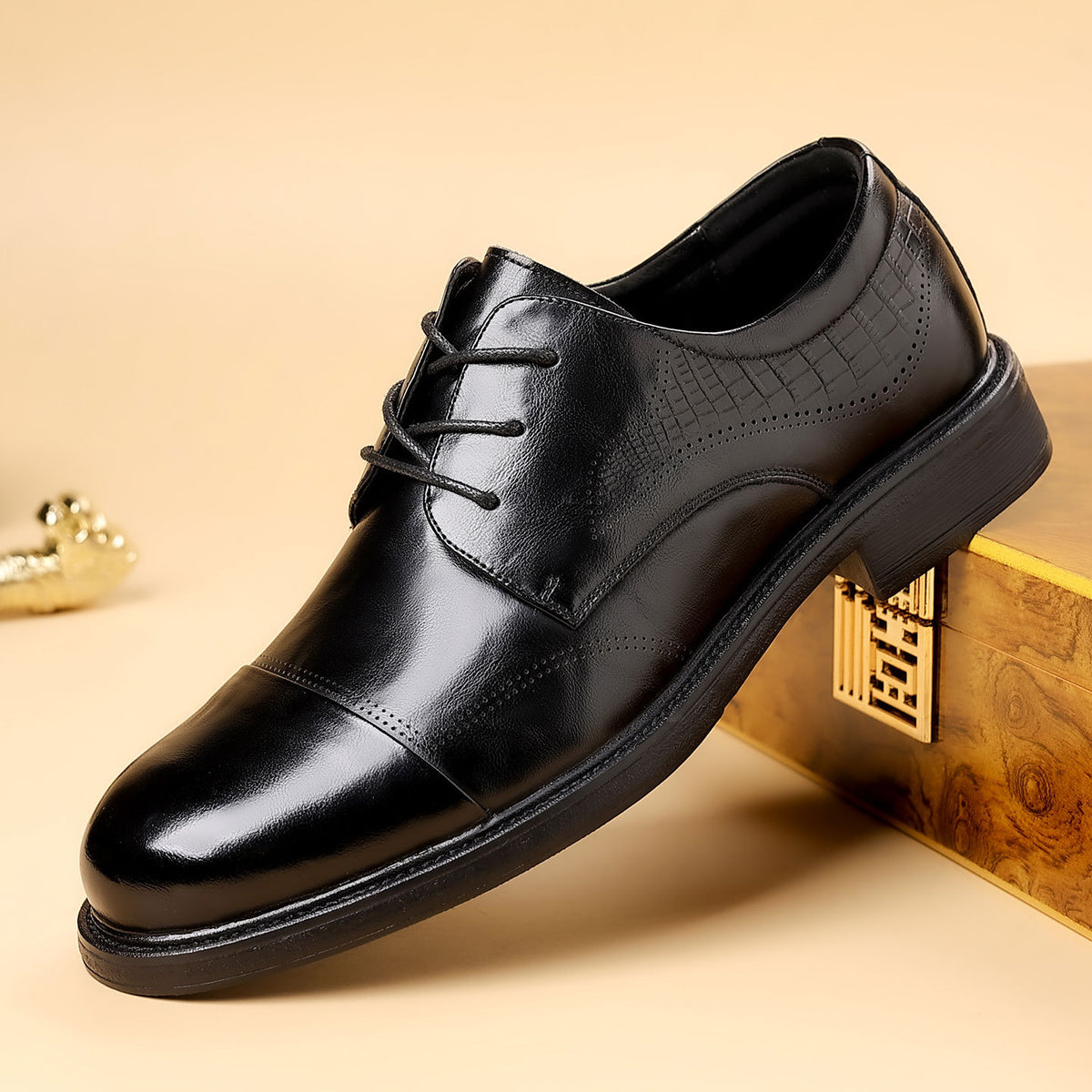Men's Autumn Breathable Derby Formal Genuine England Men's Shoes