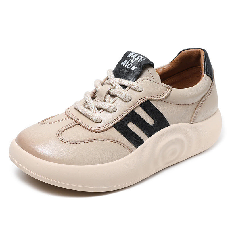 Women's Retro Sports Spring Full Grain Cow Board Casual Shoes