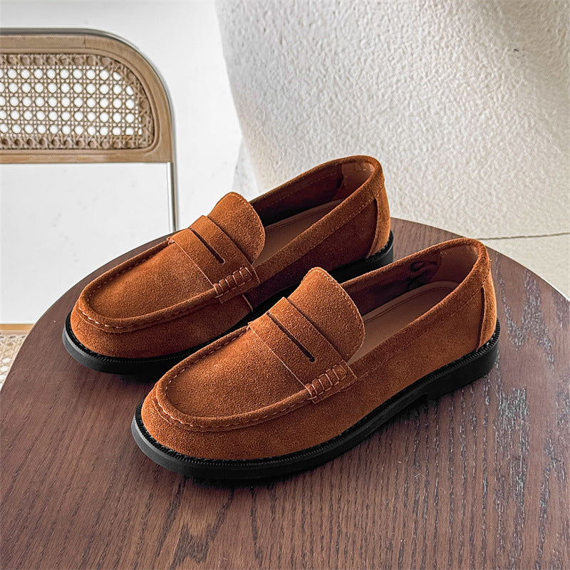 Women's & Men's Commuter Niche Soft Bottom Retro Brown Loafers