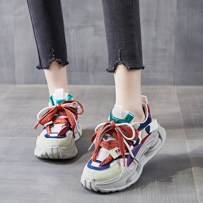 Women's Platform Trend Multicolor Genuine Lace Up Casual Shoes