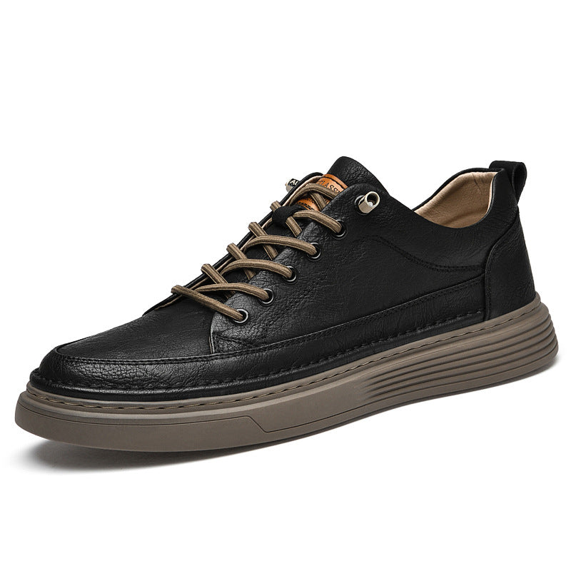 Unisex Cowhide Surface Breathable Hole Handmade Leather Shoes