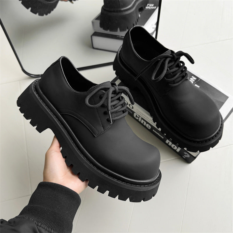 Men's Derby Thick Bottom Increased Mickey Big Head Leather Shoes