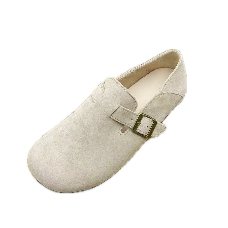 Women's Can Wear Round Toe Cow Split Leather Shoes