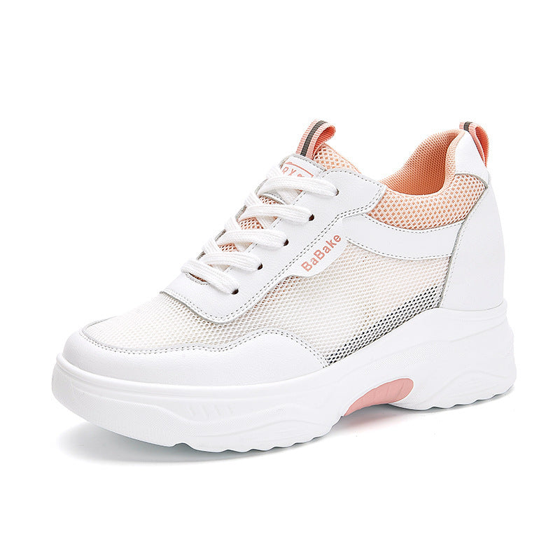 Women's Height Increasing Insole White Genuine Platform Women's Sports Shoes