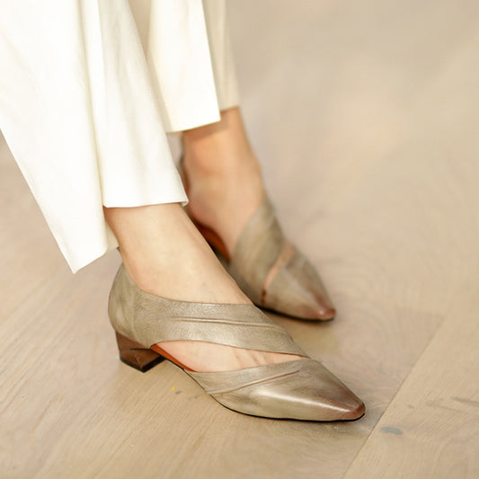 Women's Pliable Temperament Cowhide Closed Toe Side Air Women's Shoes