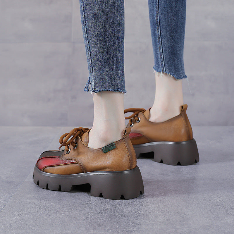 Women's Top Layer Cowhide Summer Small Retro Casual Shoes