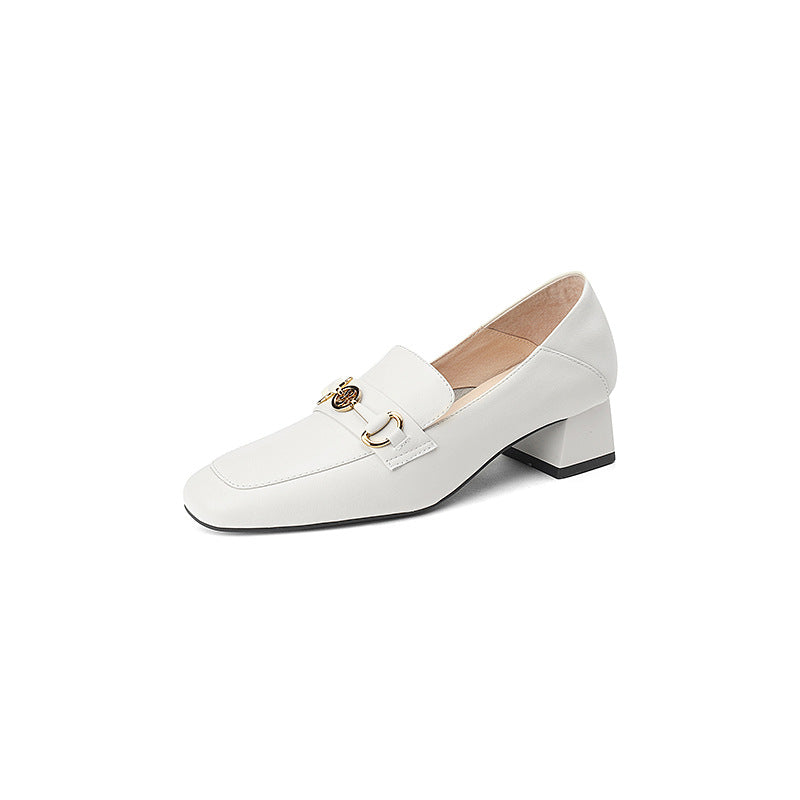 Women's Versatile Single-layer Chunky British Mid One Women's Shoes