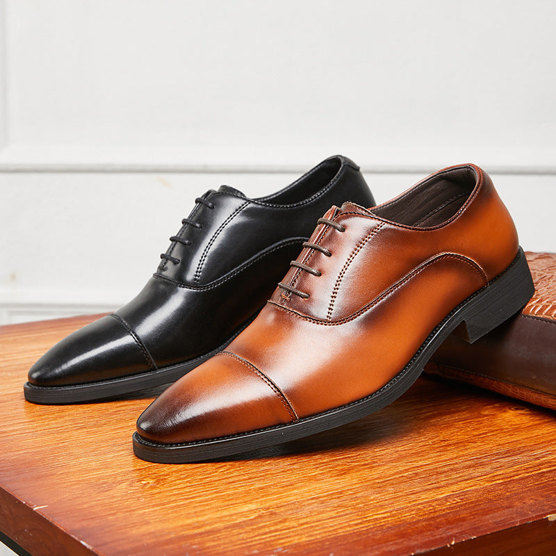 Men's Increasing Insole Formal Wear Soft Bottom Oxford Pointed Leather Shoes