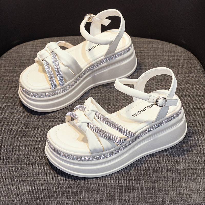 Women's Increasing Insole Rhinestone Summer Burst Board Sandals