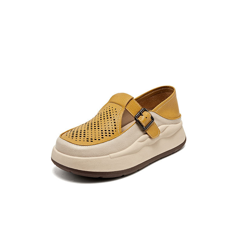 Women's Genuine Platform Summer Hollow Breathable Small Loafers