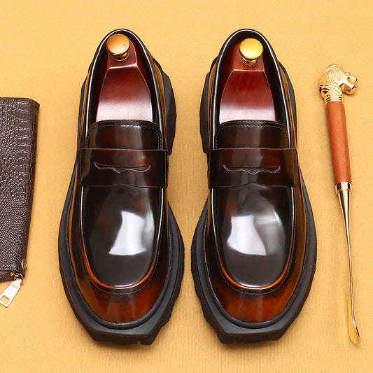 Men's Slip-on Soft Genuine Business Thick Sole Leather Shoes