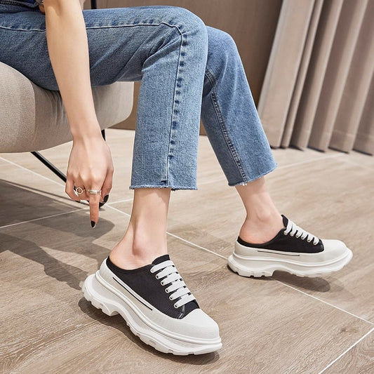 Women's Half Outer Wear Thick Sole Height Increasing Slippers
