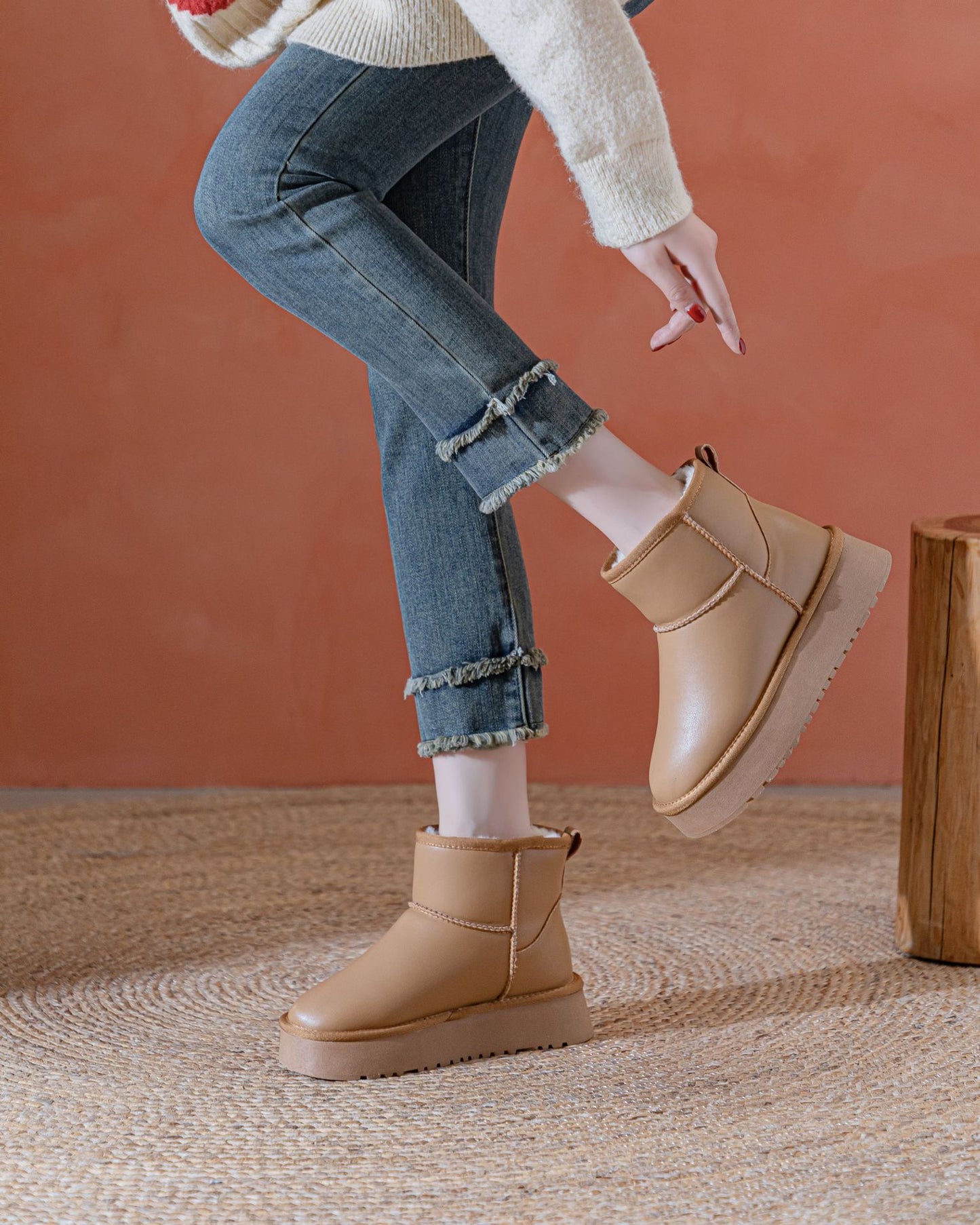 Women's Bottom Height Increasing Insole Waterproof Plus Boots