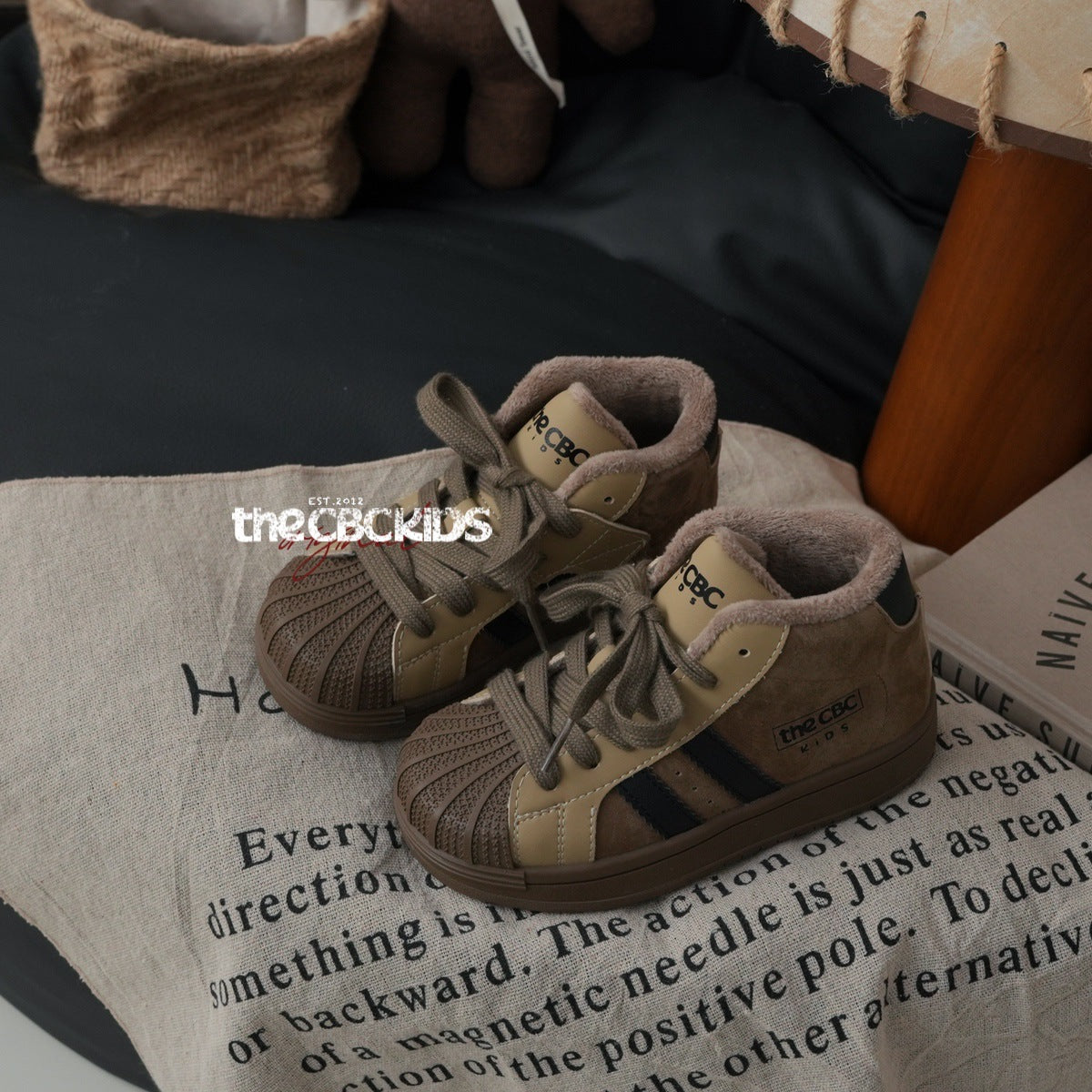 Children's Retro Style Board Winter Fleece-lined Boys Kid's Sneakers