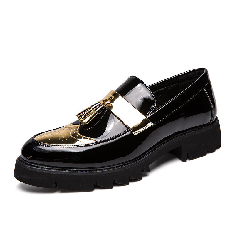 Korean Style British Trend Pointed Patent Glossy Casual Shoes