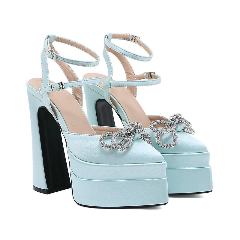 Women's High Pointed Toe Satin Catwalk Performance Heels