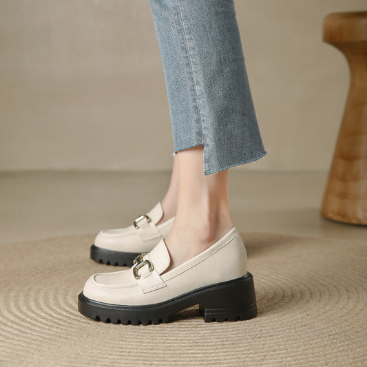 Women's Height Increasing Insole Chunky Platform Slip-on Loafers