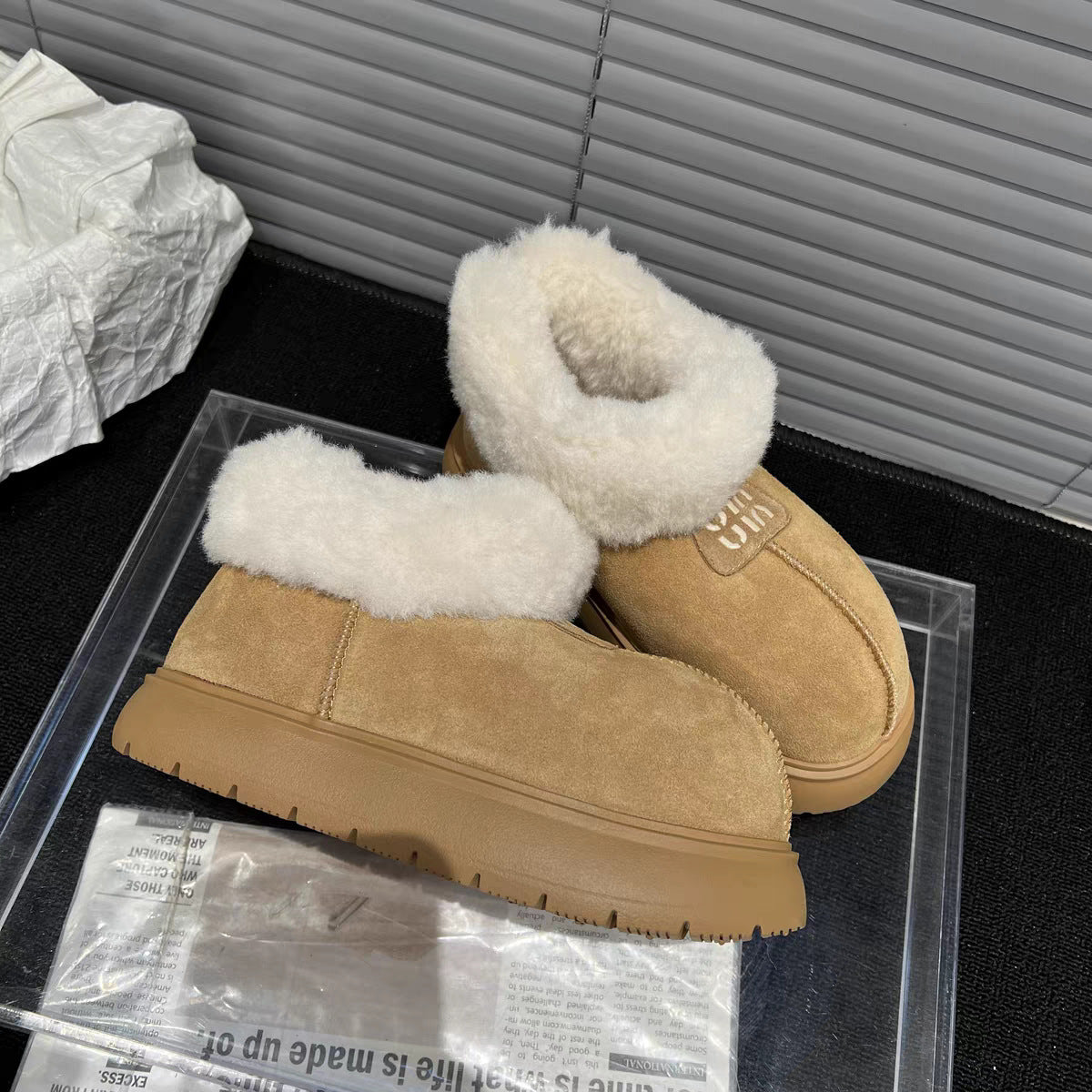 Women's Big Head Cute Thick Bottom Fleece-lined Snow Boots
