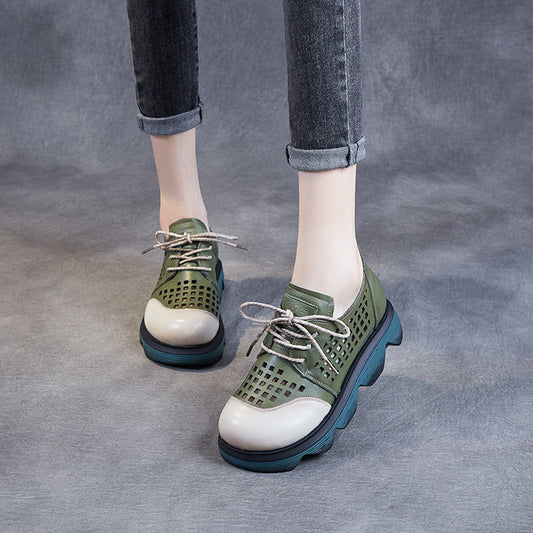 Women's Retro Color Matching Mom Platform Wedge Sandals