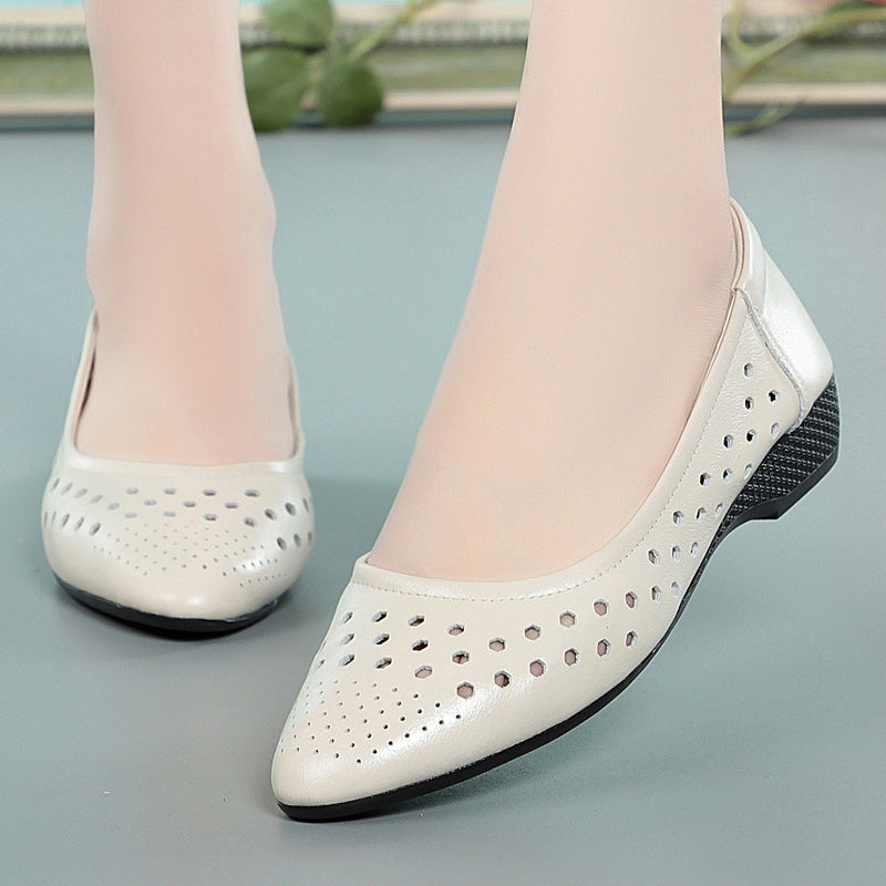 Women's Summer Fashion Flat Mom Hole Hollow Heels