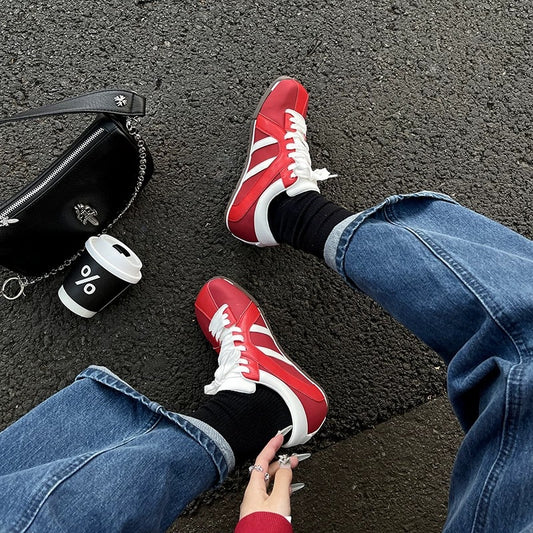 Women's & Men's Square Toe Zebra Spring Sports Multicolor Sneakers