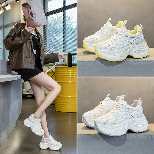 Women's Dad Fashionable Cool Round Head Mesh Breathable Sneakers