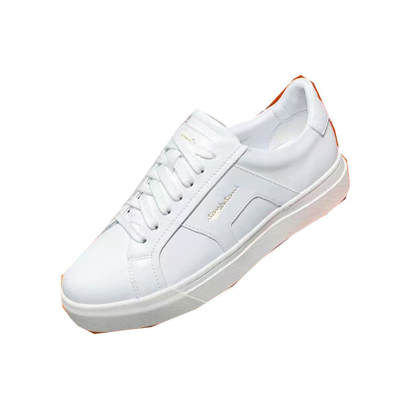 Men's Calfskin Color Matching Lace Up Comfort Sneakers