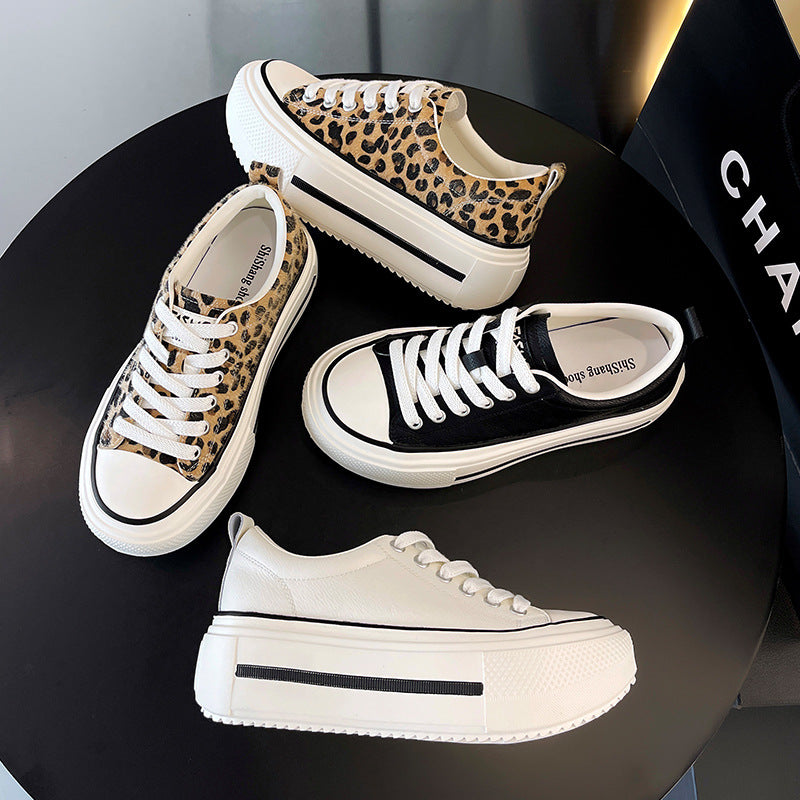 Women's Cowhide Easy Wear Leisure Sports Hight Increasing Board Women's Casual Shoes
