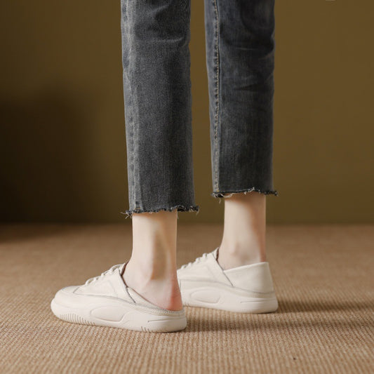 Women's Cattlehide Surface White Spring Comfortable Breathable Casual Shoes