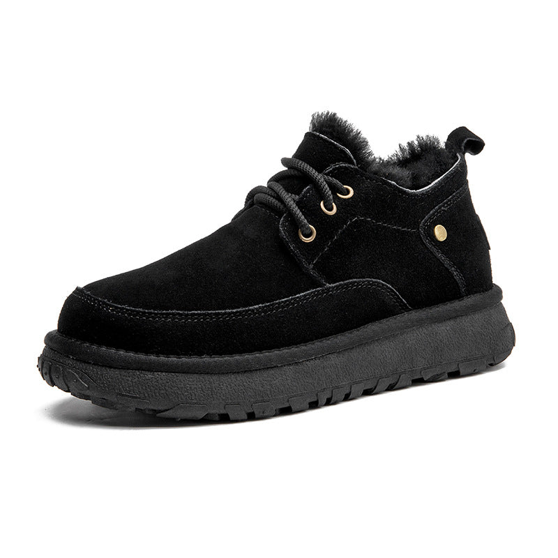 Men's Fur Integrated Waterproof Fleece Lined Padded Snow Boots