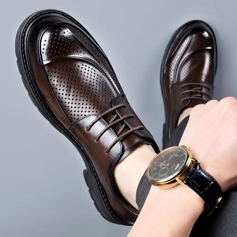 Men's Hole Genuine Formal Wear Hollow Breathable Men's Business Leather Shoes