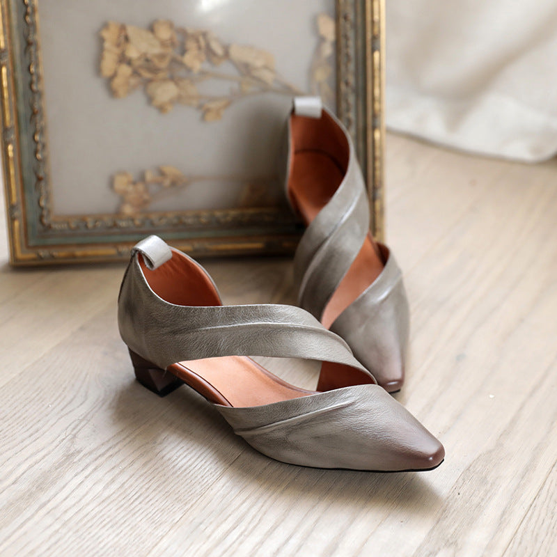 Women's Pliable Temperament Cowhide Closed Toe Side Air Women's Shoes