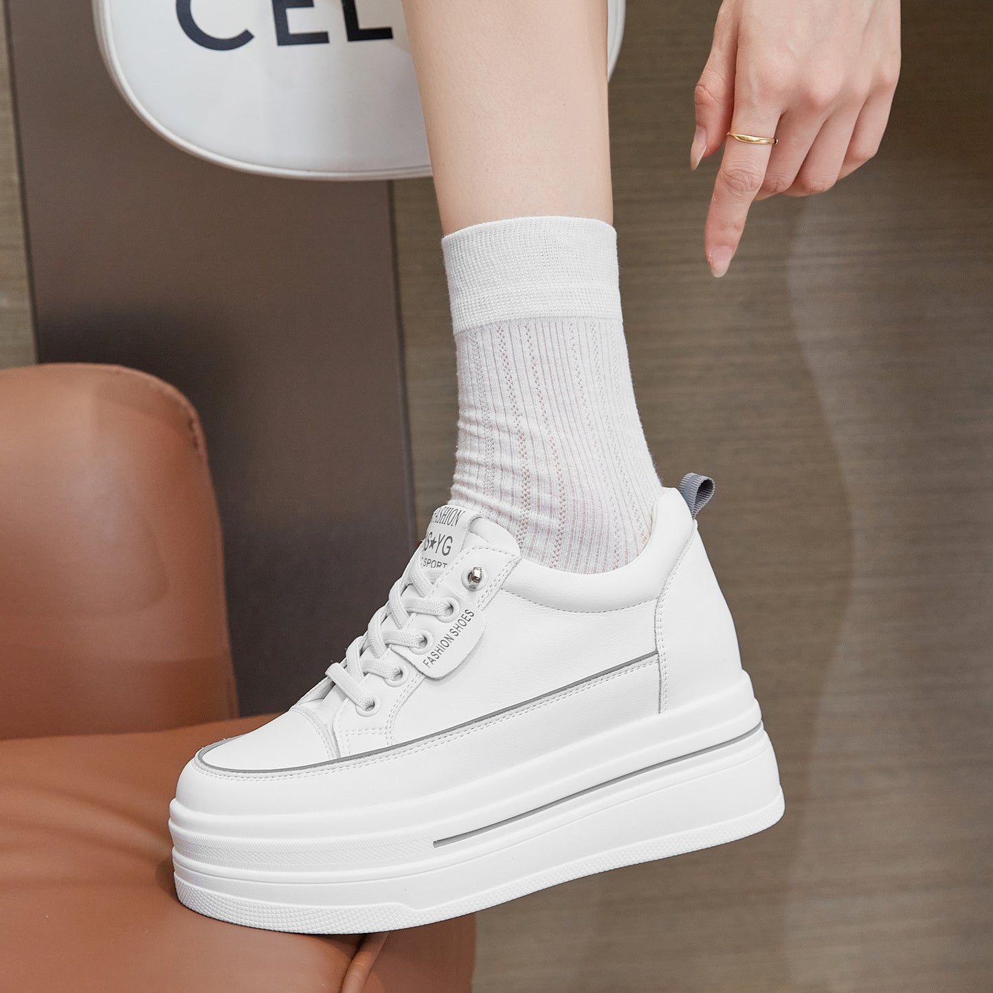 Women's Mesh Breathable Height Increasing Insole Muffin Casual Shoes
