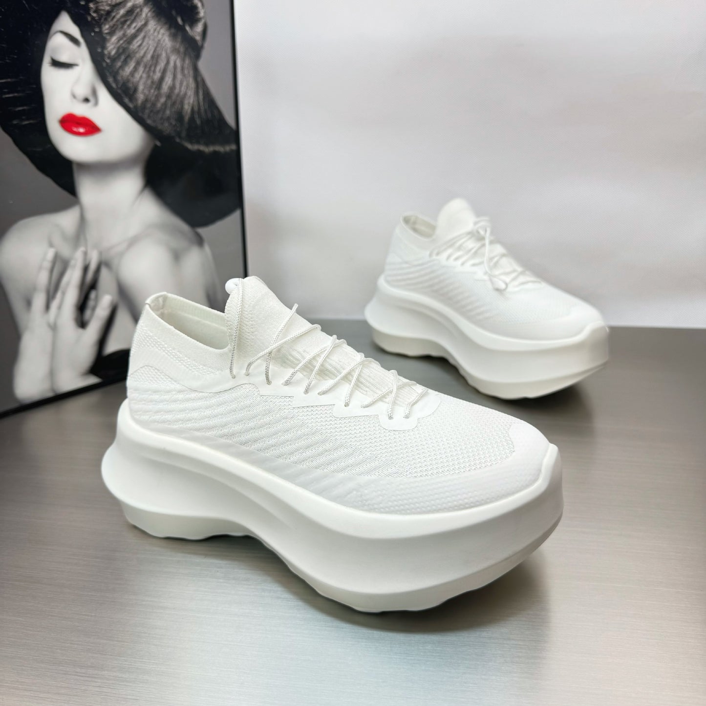 Ding Surface Breathable Muffin Bottom Dad Sneakers