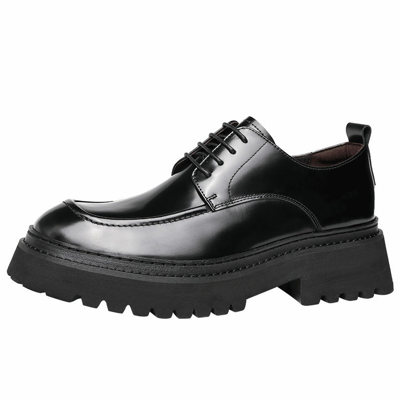 Men's High-grade Trendy Platform Business First Layer Leather Shoes