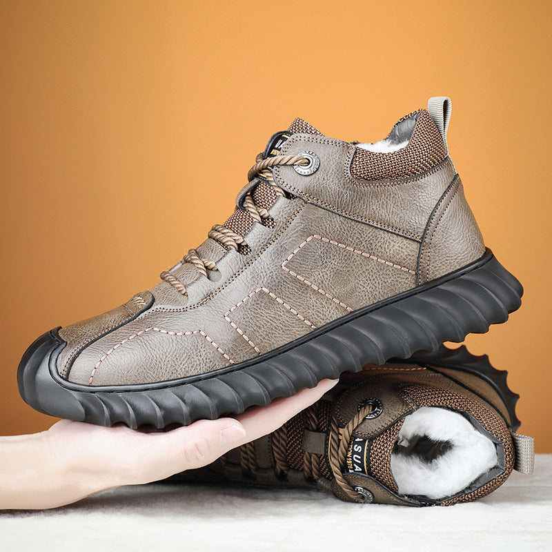 Men's Winter Wool Cotton Fleece Thick Warm Men's Shoes