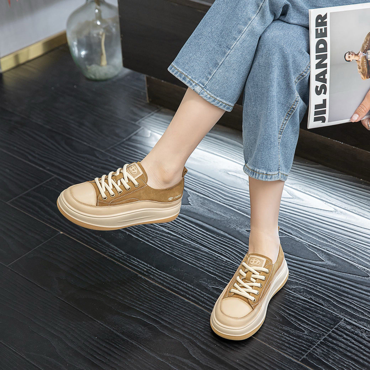 Women's Packaging Top Layer Cowhide Foam Bottom Casual Shoes