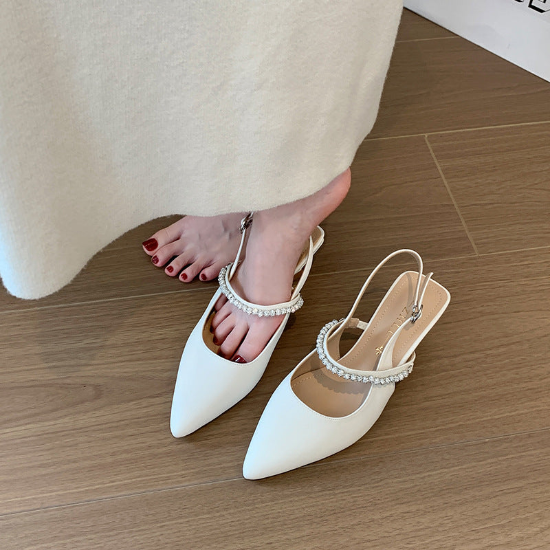 Women's High Back Empty Summer Closed Toe Heels
