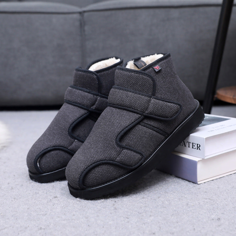 Winter Thermal Thicker Velcro Vamp Widened Fattened Men's Shoes