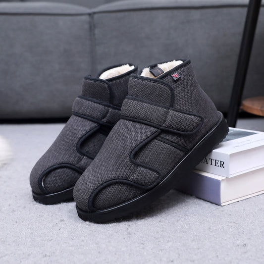 Winter Thermal Thicker Velcro Vamp Widened Fattened Men's Shoes