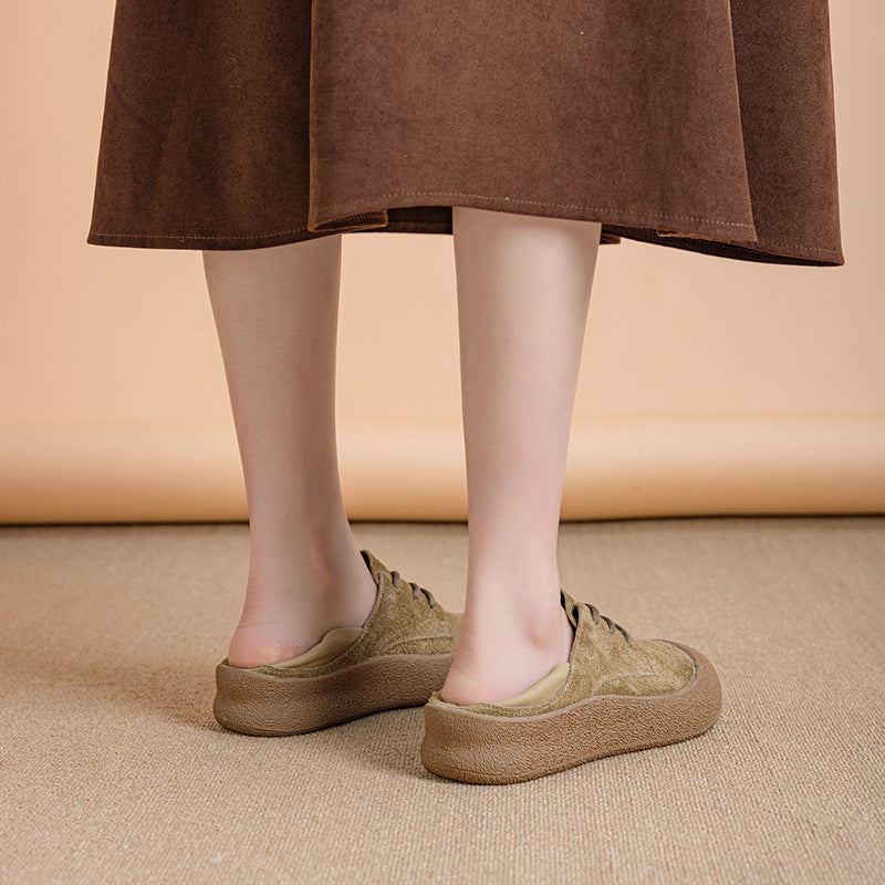 Women's Genuine Two-way Flat Soft Bottom Surface Plus Women's Casual Shoes