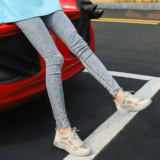 Women's Genuine Clunky For Platform White Summer Canvas Shoes