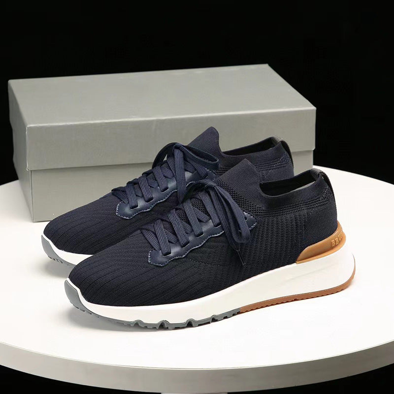 Men's Cashmere Mesh With Light Cow Suede Sneakers