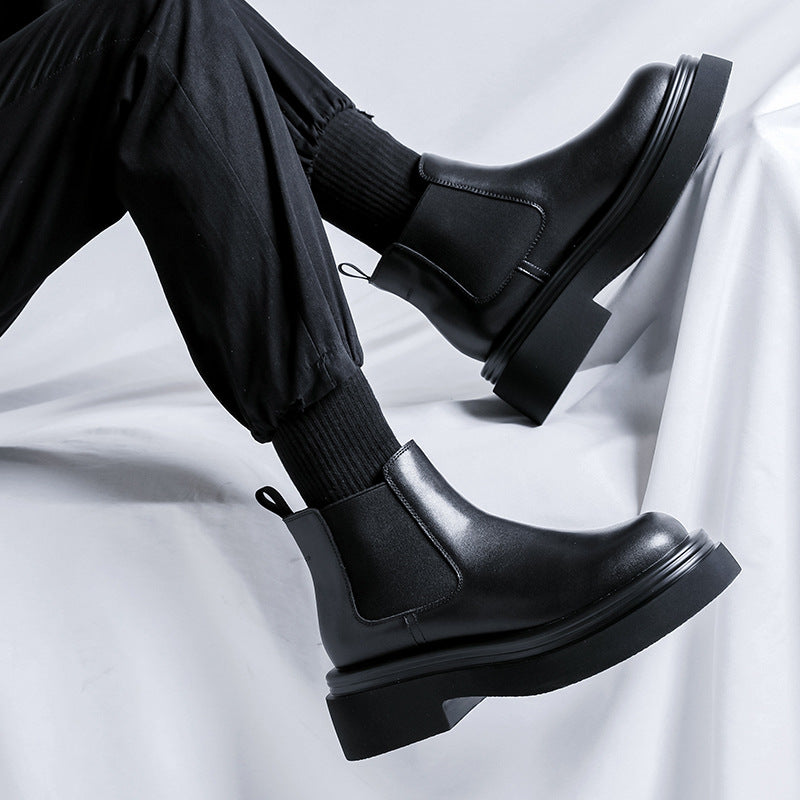 Men's Smoke Pipe Platform Martin Chelsea Preppy Boots