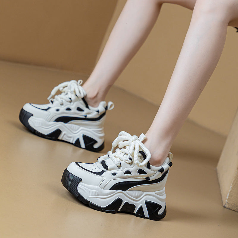 Women's Bottom Heightened Daddy Color Matching Small Fleece-lined Women's Sports Shoes