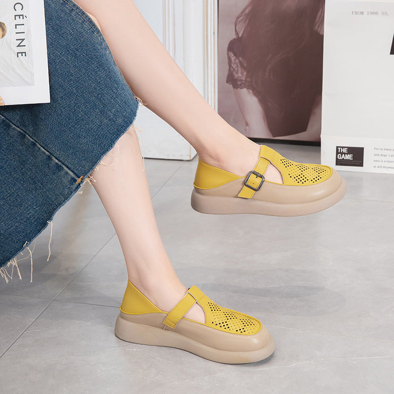Women's & Men's Hollow Out Summer Thick Bottom Retro Men's Shoes