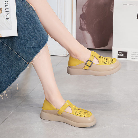 Women's & Men's Hollow Out Summer Thick Bottom Retro Men's Shoes