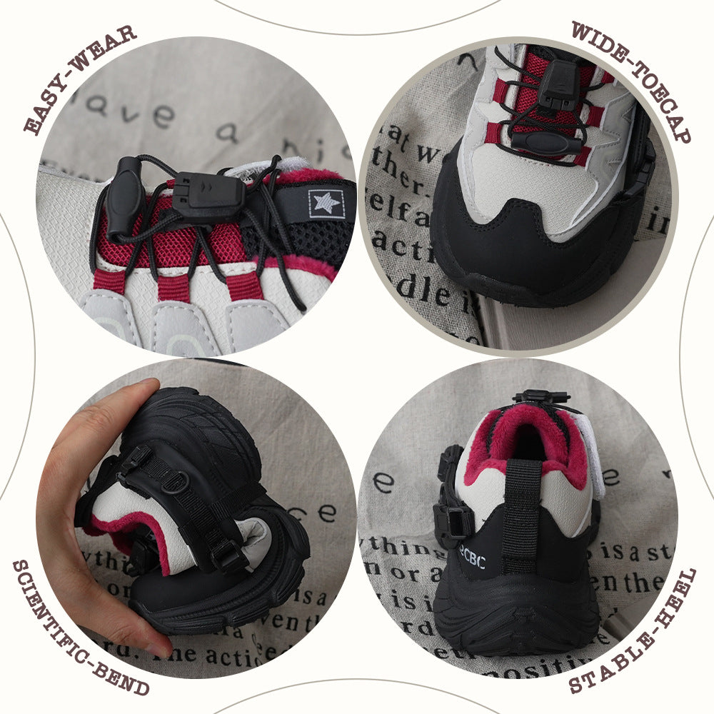 Glamorous Retro Fleece-lined Boys Outdoor Leisure Sneakers