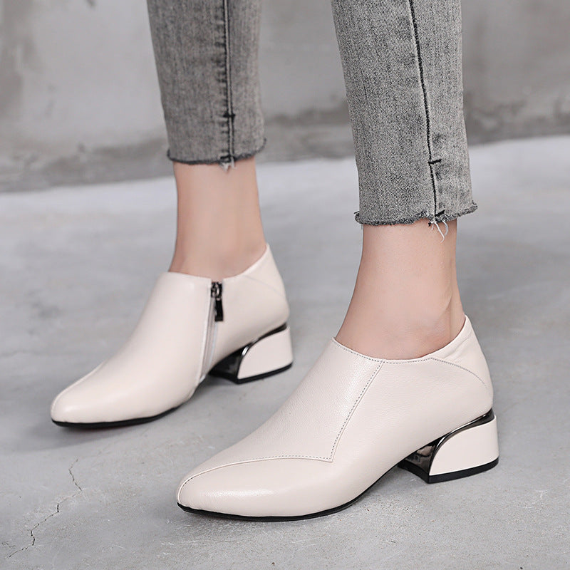 Women's Genuine Pumps Autumn Chunky Mid Plus Casual Shoes